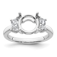 14K White Gold 0.75 Carat Lab Grown Diamond VS+ F+ Trapezoid Sidestones Holds 2.50 Carat Center Round Semi Mount Engagement Ring view 1