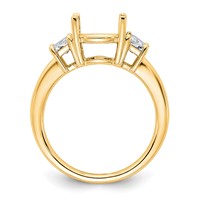 14K Yellow Gold 0.75 Carat Lab Grown Diamond VS+ F+ Trapezoid Sidestones Holds 2.50 Carat Center Round Semi Mount Engagement Ring view 2