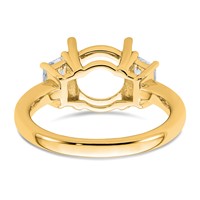 14K Yellow Gold 0.75 Carat Lab Grown Diamond VS+ F+ Trapezoid Sidestones Holds 2.50 Carat Center Round Semi Mount Engagement Ring view 3
