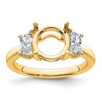 14K Yellow Gold 0.75 Carat Lab Grown Diamond VS+ F+ Trapezoid Sidestones Holds 2.50 Carat Center Round Semi Mount Engagement Ring view 1