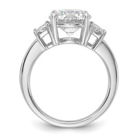 14K White Gold 3.75 Carat Certified Lab Grown Diamond VS+ F+ Trapezoid Sidestones Complete Engagement Ring view 2