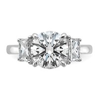 14K White Gold 3.75 Carat Certified Lab Grown Diamond VS+ F+ Trapezoid Sidestones Complete Engagement Ring view 4