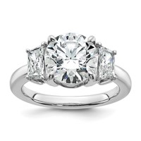 14K White Gold 3.75 Carat Certified Lab Grown Diamond VS+ F+ Trapezoid Sidestones Complete Engagement Ring view 1