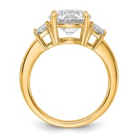 14K Yellow Gold 3.75 Carat Lab Grown Diamond VS+ F+ Round Ring with Trapezoid Sidestones Complete Engagement view 2