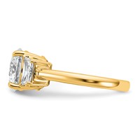 14K Yellow Gold 3.75 Carat Lab Grown Diamond VS+ F+ Round Ring with Trapezoid Sidestones Complete Engagement view 3