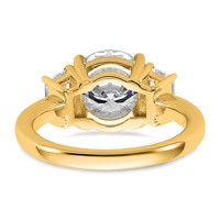 14K Yellow Gold 3.75 Carat Lab Grown Diamond VS+ F+ Round Ring with Trapezoid Sidestones Complete Engagement view 5