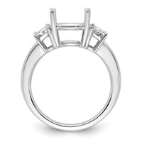 14K White Gold 0.75 Carat Lab Grown Diamond VS+ F+ Trapezoid Sidestones Holds 3 Carat Center Round Semi Mount Engagement Ring view 2
