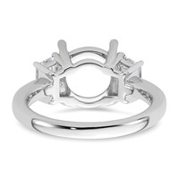 14K White Gold 0.75 Carat Lab Grown Diamond VS+ F+ Trapezoid Sidestones Holds 3 Carat Center Round Semi Mount Engagement Ring view 3