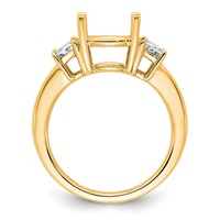 14K Yellow Gold 0.75 Carat Lab Grown Diamond VS+ F+ Trapezoid Sidestones Holds 3 Carat Center Round Semi Mount Engagement Ring view 2