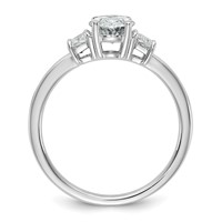 14K White Gold 1.38 Carat Certified Lab Grown Diamond VS+ F+ Oval and Trapezoid Complete Three Stone Engagement Ring view 2