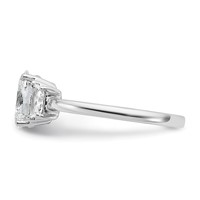 14K White Gold 1.38 Carat Certified Lab Grown Diamond VS+ F+ Oval and Trapezoid Complete Three Stone Engagement Ring view 3