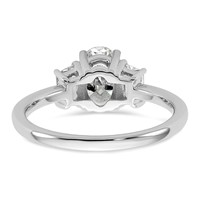 14K White Gold 1.38 Carat Certified Lab Grown Diamond VS+ F+ Oval and Trapezoid Complete Three Stone Engagement Ring view 5