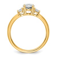 14K Yellow Gold 1.38 Carat Certified Lab Grown Diamond VS+ F+ Oval and Trapezoid Complete Three Stone Engagement Ring view 2