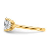 14K Yellow Gold 1.38 Carat Certified Lab Grown Diamond VS+ F+ Oval and Trapezoid Complete Three Stone Engagement Ring view 3