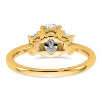 14K Yellow Gold 1.38 Carat Certified Lab Grown Diamond VS+ F+ Oval and Trapezoid Complete Three Stone Engagement Ring view 5