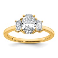 14K Yellow Gold 1.38 Carat Certified Lab Grown Diamond VS+ F+ Oval and Trapezoid Complete Three Stone Engagement Ring view 1