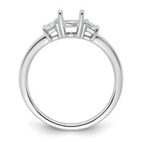 14K White Gold 0.38 Carat Lab Grown Diamond VS+ F+ Trapezoid 1 Carat Oval Semi Mount Three Stone Engagement Ring view 2