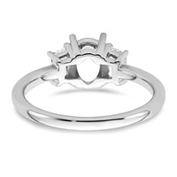 14K White Gold 0.38 Carat Lab Grown Diamond VS+ F+ Trapezoid 1 Carat Oval Semi Mount Three Stone Engagement Ring view 3
