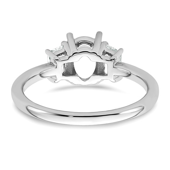 Gold Lab Grown Diamond Oval and Trapezoid 3-Stone Ring