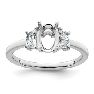 Gold Lab Grown Diamond Oval and Trapezoid 3-Stone Ring