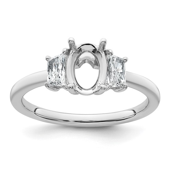 Gold Lab Grown Diamond Oval and Trapezoid 3-Stone Ring