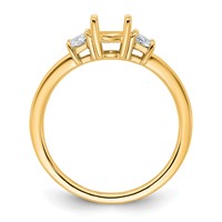 14K Yellow Gold 0.38 Carat Lab Grown Diamond VS+ F+ Trapezoid 1 Carat Oval Semi Mount Three Stone Engagement Ring view 2
