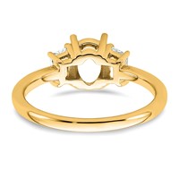 14K Yellow Gold 0.38 Carat Lab Grown Diamond VS+ F+ Trapezoid 1 Carat Oval Semi Mount Three Stone Engagement Ring view 3