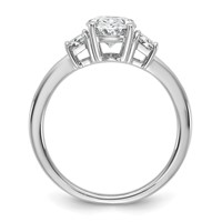 14K White Gold 2 Carat Certified Lab Grown Diamond VS+ F+ Oval and Trapezoid Complete Three Stone Engagement Ring view 2