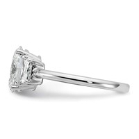 14K White Gold 2 Carat Certified Lab Grown Diamond VS+ F+ Oval and Trapezoid Complete Three Stone Engagement Ring view 3