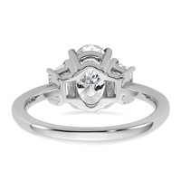 14K White Gold 2 Carat Certified Lab Grown Diamond VS+ F+ Oval and Trapezoid Complete Three Stone Engagement Ring view 5