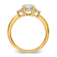 14K Yellow Gold 2 Carat Certified Lab Grown Diamond VS+ F+ Oval and Trapezoid Complete Three Stone Engagement Ring view 2