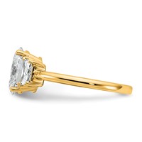 14K Yellow Gold 2 Carat Certified Lab Grown Diamond VS+ F+ Oval and Trapezoid Complete Three Stone Engagement Ring view 3