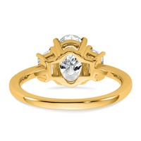 14K Yellow Gold 2 Carat Certified Lab Grown Diamond VS+ F+ Oval and Trapezoid Complete Three Stone Engagement Ring view 5