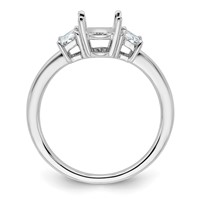14K White Gold 0.50 Carat Lab Grown Diamond VS+ F+ Trapezoid 1.50 Carat Oval Semi Mount Three Stone Engagement Ring view 2