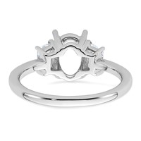 14K White Gold 0.50 Carat Lab Grown Diamond VS+ F+ Trapezoid 1.50 Carat Oval Semi Mount Three Stone Engagement Ring view 3