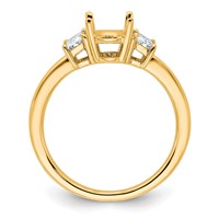 14K Yellow Gold 0.50 Carat Lab Grown Diamond VS+ F+ Trapezoid 1.50 Carat Oval Semi Mount Three Stone Engagement Ring view 2