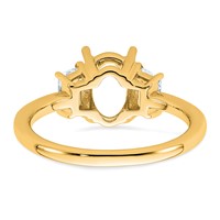 14K Yellow Gold 0.50 Carat Lab Grown Diamond VS+ F+ Trapezoid 1.50 Carat Oval Semi Mount Three Stone Engagement Ring view 3