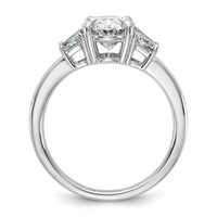 14K White Gold 2.75 Carat Certified Lab Grown Diamond VS+ F+ Oval and Trapezoid Complete Three Stone Engagement Ring view 2