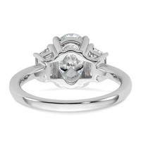 14K White Gold 2.75 Carat Certified Lab Grown Diamond VS+ F+ Oval and Trapezoid Complete Three Stone Engagement Ring view 5