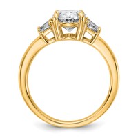 14K Yellow Gold 2.75 Carat Certified Lab Grown Diamond VS+ F+ Oval and Trapezoid Complete Three Stone Engagement Ring view 2