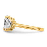 14K Yellow Gold 2.75 Carat Certified Lab Grown Diamond VS+ F+ Oval and Trapezoid Complete Three Stone Engagement Ring view 3