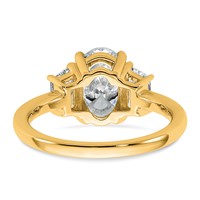 14K Yellow Gold 2.75 Carat Certified Lab Grown Diamond VS+ F+ Oval and Trapezoid Complete Three Stone Engagement Ring view 5