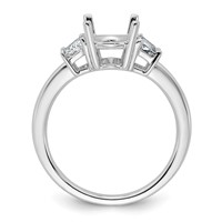 14K White Gold 0.75 Carat Lab Grown Diamond VS+ F+ Trapezoid 2 Carat Oval Semi Mount Three Stone Engagement Ring view 2