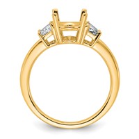 14K Yellow Gold 0.75 Carat Lab Grown Diamond VS+ F+ Trapezoid 2 Carat Oval Semi Mount Three Stone Engagement Ring view 2