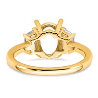14K Yellow Gold 0.75 Carat Lab Grown Diamond VS+ F+ Trapezoid 2 Carat Oval Semi Mount Three Stone Engagement Ring view 3