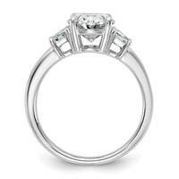 14K White Gold 3.33 Carat Certified Lab Grown Diamond VS+ F+ Oval and Trapezoid Complete Three Stone Engagement Ring view 2