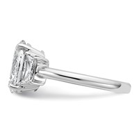 14K White Gold 3.33 Carat Certified Lab Grown Diamond VS+ F+ Oval and Trapezoid Complete Three Stone Engagement Ring view 3