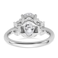 14K White Gold 3.33 Carat Certified Lab Grown Diamond VS+ F+ Oval and Trapezoid Complete Three Stone Engagement Ring view 5
