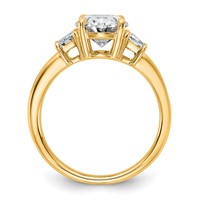 14K Yellow Gold 3.33 Carat Certified Lab Grown Diamond VS+ F+ Oval and Trapezoid Complete Three Stone Engagement Ring view 2