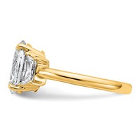 14K Yellow Gold 3.33 Carat Certified Lab Grown Diamond VS+ F+ Oval and Trapezoid Complete Three Stone Engagement Ring view 3